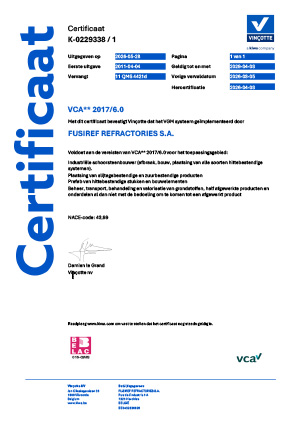 VCA** Version 2017/6.0 Certificate